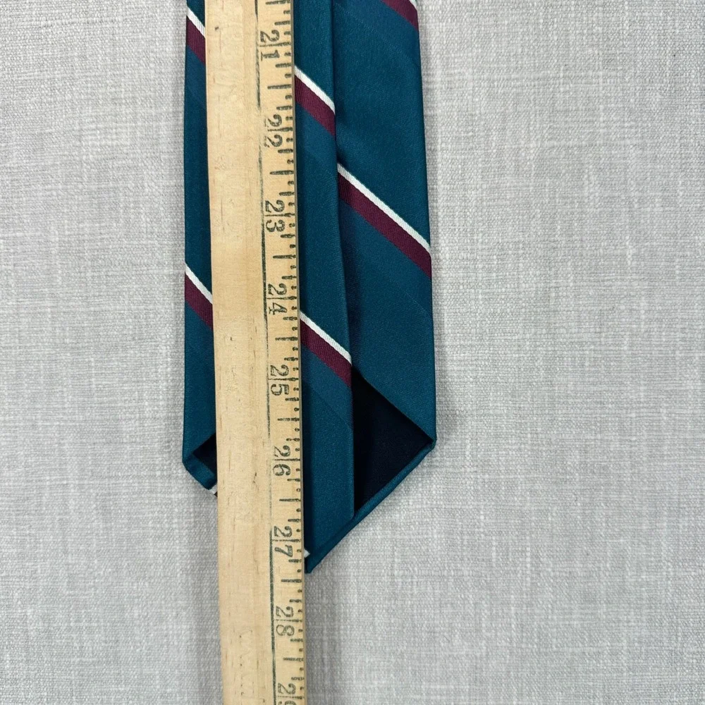 Wembley Leatherback Satins Tie Men's Teal Burgundy Stripe 3.5
